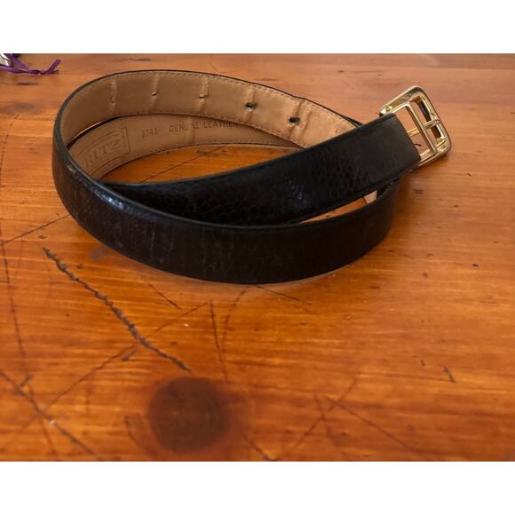 Ritz Accessories Collection Genuine Leather Belt Black Gold Tone Buckle Large - Picture 9 of 16